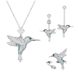 Women Jewelry Gifts, Jewelry Set with Hummingbird Necklace Earrings Ring Gift Idea for Mother's Day Valentine’s Day Birthday wedding - Wife/Girlfriend/Mum Love jewellery, Gifts for Mum