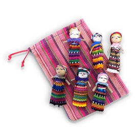 Thorness Set of 6 Guatemalan handmade Worry Doll with a colourful crafted storage bag | Worry Dolls for Girls | Worry Dolls For Boys | Anxiety Dolls | Worry Doll | Guatamalan Doll