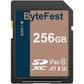 ByteFest SD Card 256GB UHS-I SDXC Memory Card - C10, U3, V30, 4K UHD, Ultra Fast Transfer