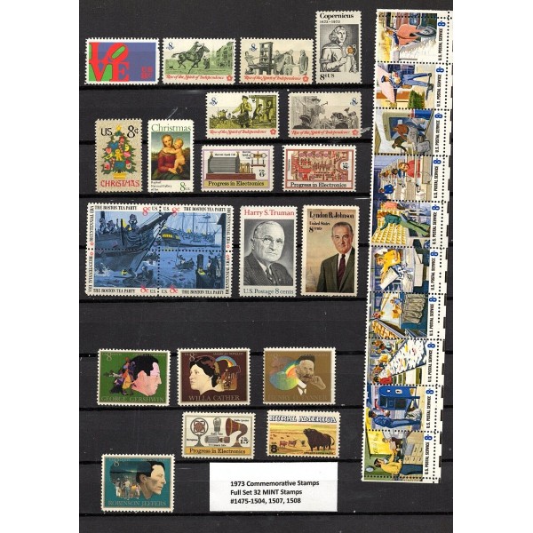 1973 FULL MINT U S COMMEMORATIVE YEAR SET SC# 1475-1504,