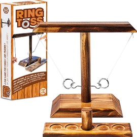 Ring Toss® Game | Wooden Skill Game | Premium Quality | Hanging Ring Thrower | Who Will Be the Fastest ? | Indoor & Outdoor | Kids & Adults | 100% Wood | 100% Fun | SparkL®