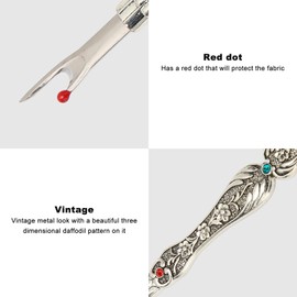 Fockety Seam Ripper, Vintage Seam Ripper, Ergonomic Thread Remover, Thread Cutter for Sewing and Crafts, Embroidery Hems and Seams Removal (Silver)