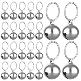 HJZJII 24 Pcs Metal Jingle Bells, Dog and Cat Collar Bell with Clasps Loud Pendant Pet Accessories Do Not Lost Training charms for Pets(Silver)