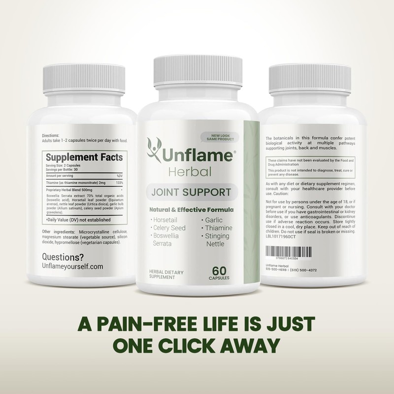 Unflame Herbal Supplement – Botanical Support for Joints, Back, and