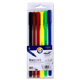 Premier Stationery 0.4 mm Pro:Scribe Fine Point Triangular Felt Tips Pen - Assorted Colours (Pack of 6)