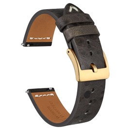 Ayadoo 18mm Italian Leather Watch Band, Vintage Hand Drip Wax, Dark Brown Watch Strap with Gold Buckle