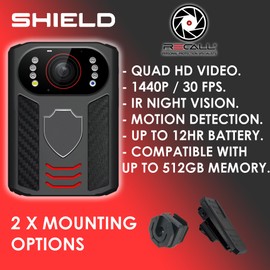 Recall Shield Body Worn Camera 128GB 1440P Personal Security Body Worn Camera Video Recorder BodyCam with Night Vision, Video & Audio Recording Prefessional Retail Courier SIA Safety