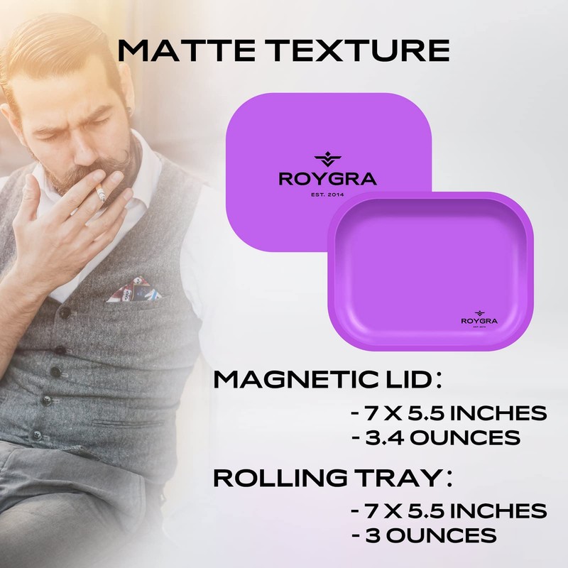 roygra Rolling Tray, Metal Matte Decorative Tray with PVC Soft