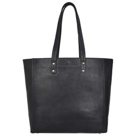 ANTONIO VALERIA Alexis Black Vintage Washed Leather Tote/Top Handle Shoulder Bag for Women