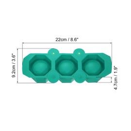 uxcell Silicone Shot Glass Ice Mold, 3-Cavity Octagon Ice Cube Tray for Freezer, Cocktail Shot Glass Mold for Commercial Bars, or Home Use, Dark Green