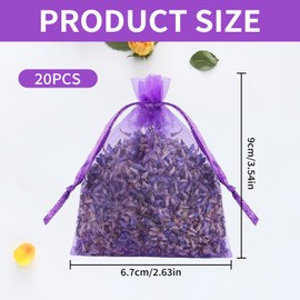 20Pcs Lavender Bags,Empty Drawer Scented Small Sachets Dried Flower Closet Wardrobes Sachet Fresheners Scents Bag to Fill Organza Gauze Spice Herbs Purple Sache,for Wardrobe Closets Car Bathrooms