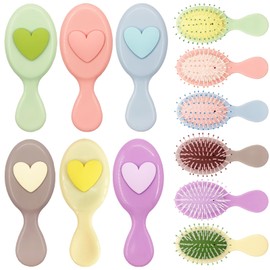 6 Pack Mini Wet Hair Brush, Multicolor Detangling Heart-shaped Hairbrush for Dry and Wet Hair, Small Size Travel Detangler Brush for Women for All Hair Types (Heart Shaped-6Pcs)