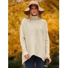 ANRABESS Women's Long Sleeve Turtle Neck Ribbed Knit Apricot Oversized