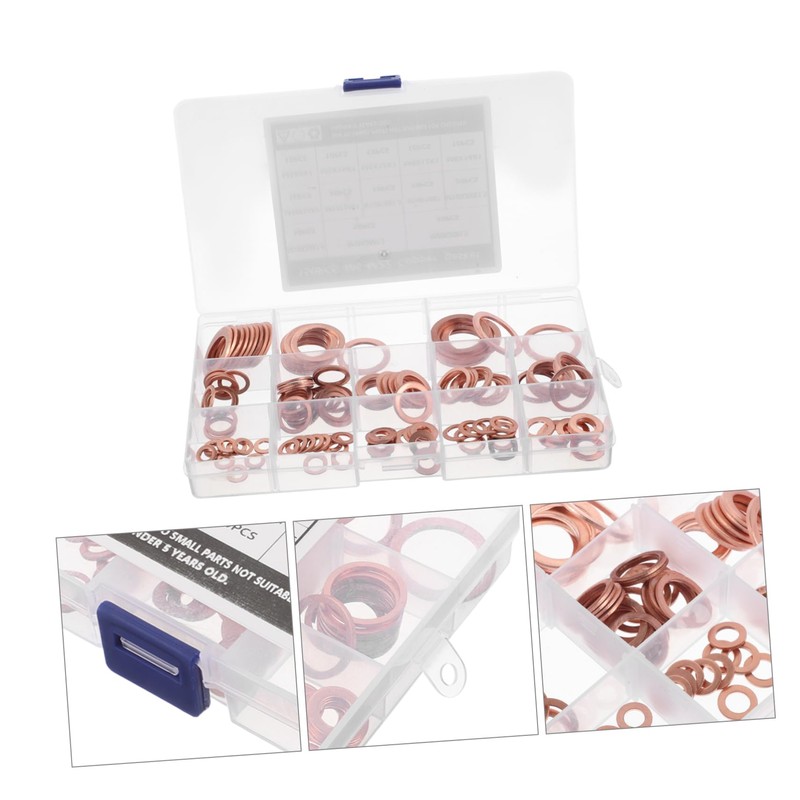 GLEAVI Copper Gasket Kit 150pcs Flat Crush Washers Oil Drain