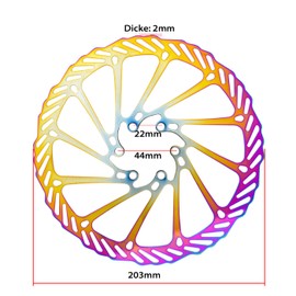 CNCLOL Bicycle Brake Disc 160 mm 180 mm 203 mm for MTB Road Bike Mountain Bike BMX Pack of 2 Brake Discs with 12 Screws Disc Brake Rotors (Blue/Gold/Rainbow)