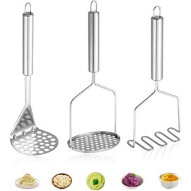 Machacador De Frijoles, 3 Piezas De Acero Inoxidable,Antióxido y anticorrosión, Aplastador De Papas, Ideal Para Puré De Patatas, Verduras Y Frutas, Fácil De Limpiar Y Duradero