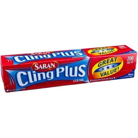 Saran Cling Plus Wrap – 200 Sq Ft Strong Seal Food Wrap (1 Box)