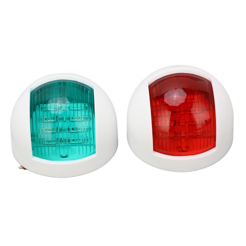 Pair of Rounded Waterproof Sidelight Signal Lamp Red + Green