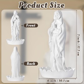 GioXtra Virgin Mary Statue Rosary Holder - Our Lady of Grace Holy Sculpture Relic Mary Praying Mother Resin Figure Tabletop Religious Keepsake Catholic Christian Gift for Women Home Office Decoration