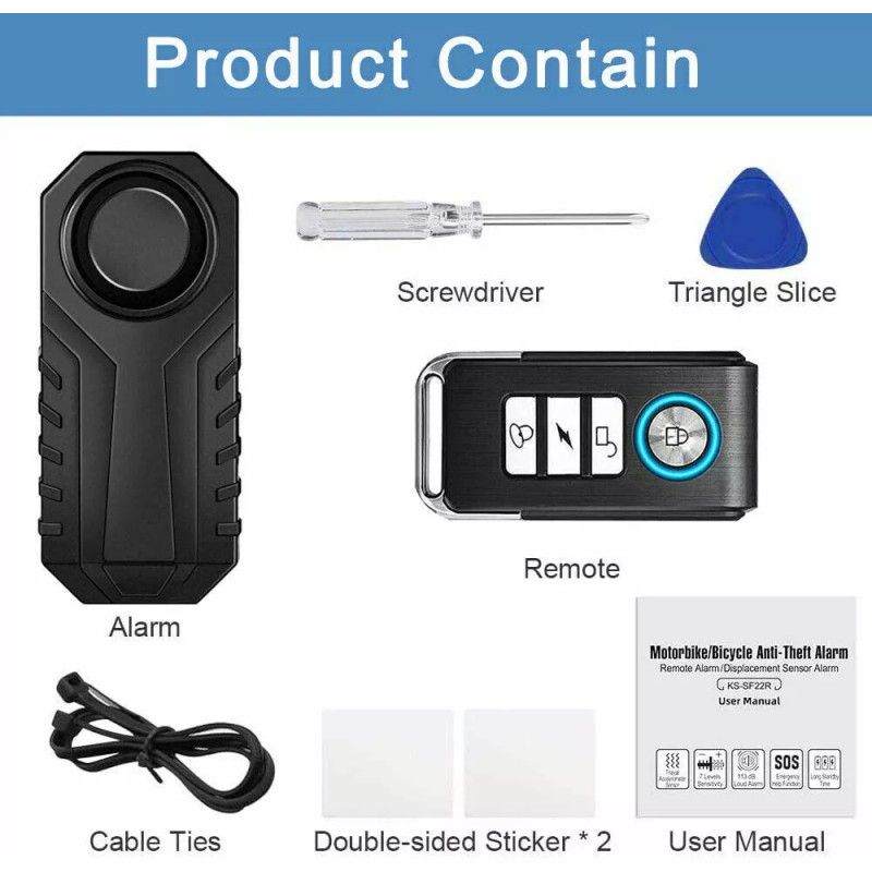besttechtrading Bike Alarm with Remote Wireless Anti-Theft Vibration Security System