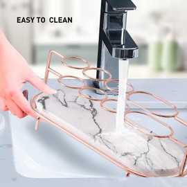 Toothbrush Holders for Bathroom,Metal Toothbrush Organizer with Diatomite Base, Water Absorption Quick Drying Bathroom Organizers and Storage,for Electric Toothbrush,Toothpaste,Razor,Makeup.Golden