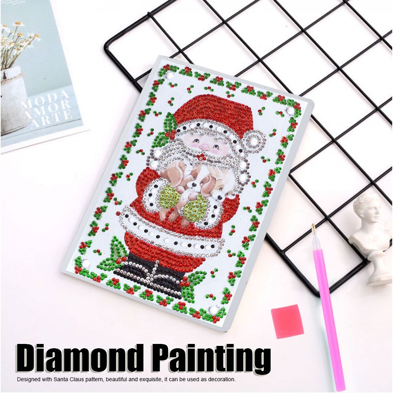 DIY Christmas Santa Claus Pattern Diamond Painting Notebook Kits Decoration