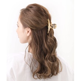 KOBE VINGTAINE H-530-BE Glossy Elegant Hair Claw Tortoise Shell Style Hair Clip Hair Accessories Beige
