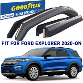 Goodyear Shatterproof in-Channel Window Deflectors for Ford Explorer 2020-2025, Rain Guards, Window Visors for Cars, Vent Deflector, Car Accessories, 4 pcs - GY008030