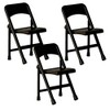 Set of 3 Plastic Toy Miniature Black Folding Chairs for