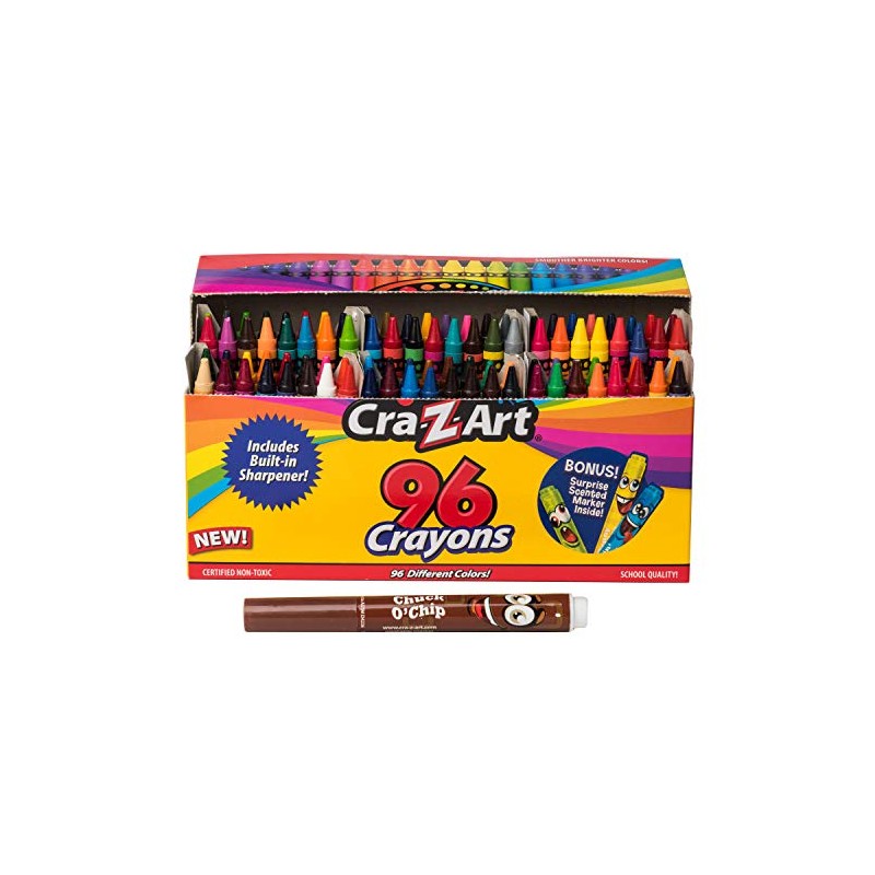 Cra-Z-Art Crayones de 96 quilates en caja abatible con sacapuntas