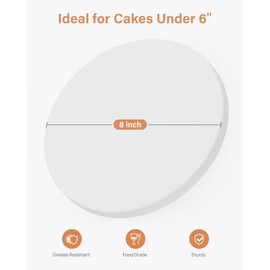 Kootek Cake Boards Drums 8 Inch Round, 1/2" Thick Decorating Supplies White 6-Pack Sturdy Corrugated Cardboard Base, Base para Pastel