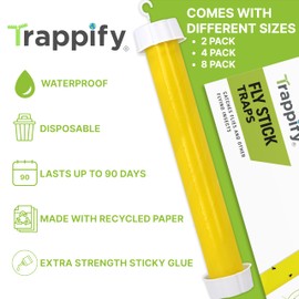 Trappify Hanging Fly Traps Outdoor: Fruit Fly Traps for Indoors | Gnat Trap | Gnat Traps for House Indoor | Fly Trap Indoor - Disposable Sticky Fly Trap for Indoor House Pest Control (4 Pack)