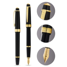 Cross Bailey Light XF Fountain Pen - Black Lacquer with Gold Fittings - Gift Boxed
