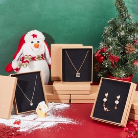 NBEADS Pack of 8 11 x 13 x 3 cm Brown Cardboard Boxes Rectangle Burlywood Cardboard Jewellery Box Paper Jewellery Gift Box for Bracelet Necklace Craft Birthday Christmas Present Storage Display