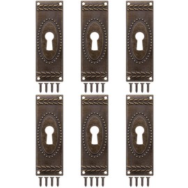 FUXXER® 6x Antique Key Signs Lock Rosettes Vintage Brass 73x24mm