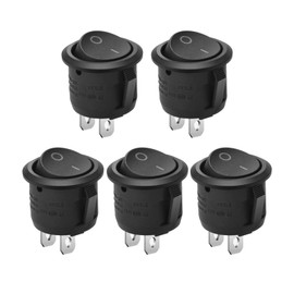 5 Pcs Black Round Rocker Switch，12v switch，on off switch，Rocker on off， rocker switch，2 Pin Car Switches for Car, Boat, Homehold Application（5Pcs 12V Black）