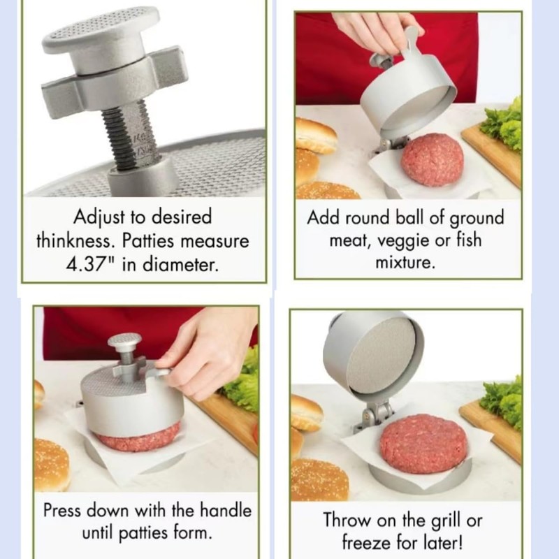UNI-RHYTHM Professional Hamburger Press Patty Maker,Burger Press adjustable,from 1/4Lb to