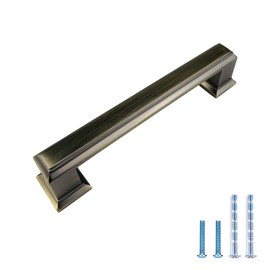 JAY-KIO 10 Pack Brushed Black Nickel Kitchen Cabinet Pulls,3-3/4 Inch(96mm) Hole Centers Zinc Alloy Solid Square Cabinet Handle Drawer Pull,Modern Hardware for Cupboard Dresser Bar