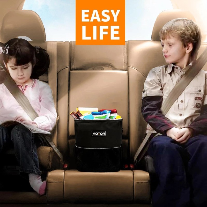 CAN HOTOR Car Trash Can with Lid and Storage Pockets