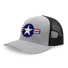 International Tie Air Force Hat for Men and Women - Snapback Trucker Baseball Cap (Grey/Black)