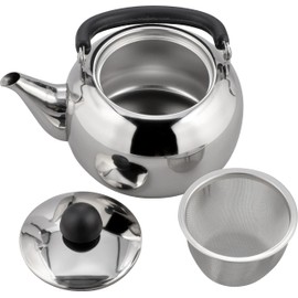 Wahei Freiz SR-97 Round Teapot with Handle, Stainless Steel, Sensha
