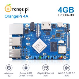 Orange Pi 4A 2GB/4GB Allwinner T527 with RISC-V Coprocessor Single Board Computer with eMMC Socket, Support WiFi 5/BT5.0, Development Board Run Ubuntu/Debian/Android 13 (4GB+Power Supply)