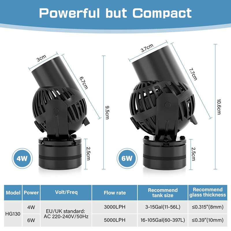 hygger Wave Pump for Aquarium, 3000L/H 4W Flow Pump Aquarium,