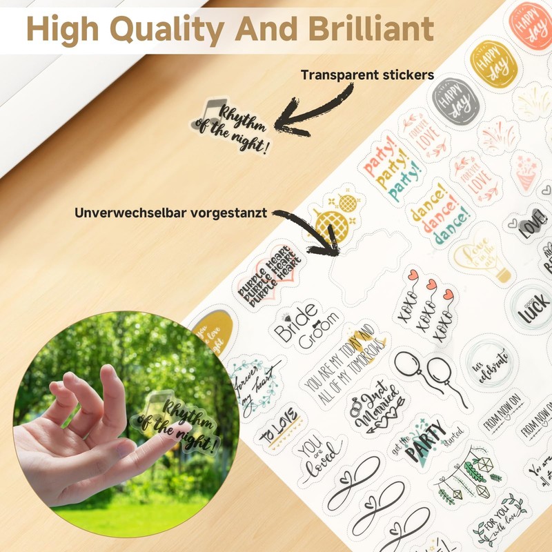 Arvoni Sticker Hochzeit Gästebuch 230 Motive, 4 Blatt Aufkleber Sticker