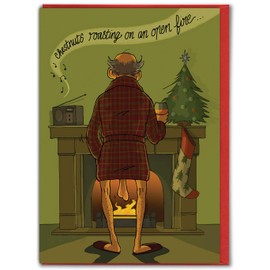 Brainbox Candy - Hilariously Funny Christmas Cards - 'Chestnuts Roasting' - Cheeky Xmas Cards For Him Her - Festive Seasonal Humour For Family Friends Mates