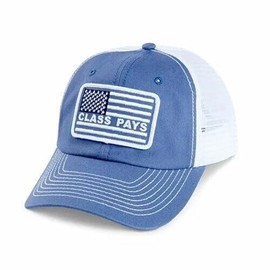 PETERBILT Motors Trucks Blue & White Class Pays USA Flag Snapback Mesh Cap/Hat
