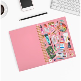 Artist Art Teacher Notebook Gifts for Women — Gifts for Artists Painters Art Teachers Women, Pink Watercolor Painter Artist Spiral Hardcover Journal Notebook Office Supplies 6x8 Inch