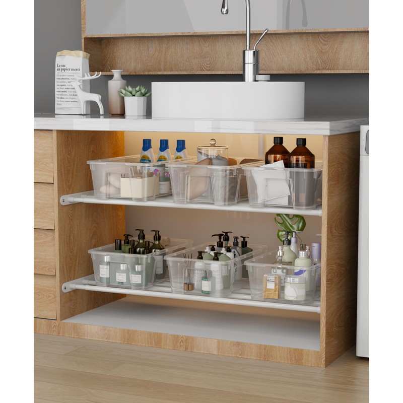 FIRJOY Expandable Wall-Mounted Closet Shelf Organizer, Adjustable Storage Rack, Heavy