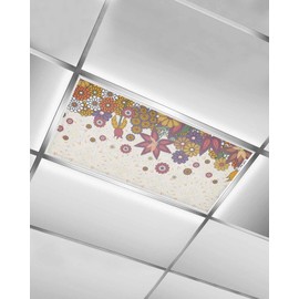 TOUBE 1 Pack Fluorescent Light Covers Vintage Colorful Bohemian Flower Magnetic Light Cover Fluorescent Light Shade Panel Ceiling Magnetic Light Filters for Home Drop Ceiling, 4 x 2 Feet