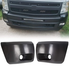 KUAFU Front Bumper End Cap W/Fog Light Hole Compatible with 2007-2013 Chevy Silverado 1500 GM1005147 15891682 GM1004147 15891681 GM1005147C GM1004147C Bumper End Cap Corner Cover 2PCS
